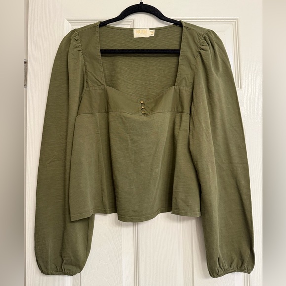Nation LA Olive Long-Sleeve Pascale Top Size M Puffy Sleeve Poplin NWOT - Picture 4 of 10